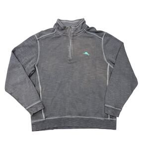 Tommy Bahama casual gray quarter zip sweatshirt mens M